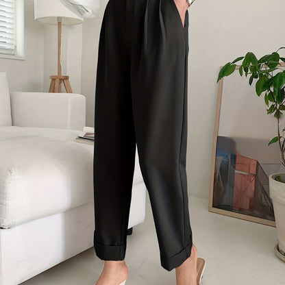 Wide leg suit pants with slant pockets, perfect for spring and summer, women's casual clothing.