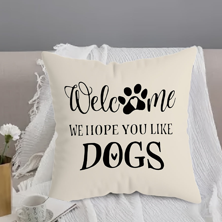 This MEMNUN Dog Lover's Delight Throw Pillow Cover is the perfect addition to any pet lover's home decor. Featuring a combination of humorous paw print designs and heartfelt quotes, this soft polyester cover measures 44.96 x 44.96 cm and includes a