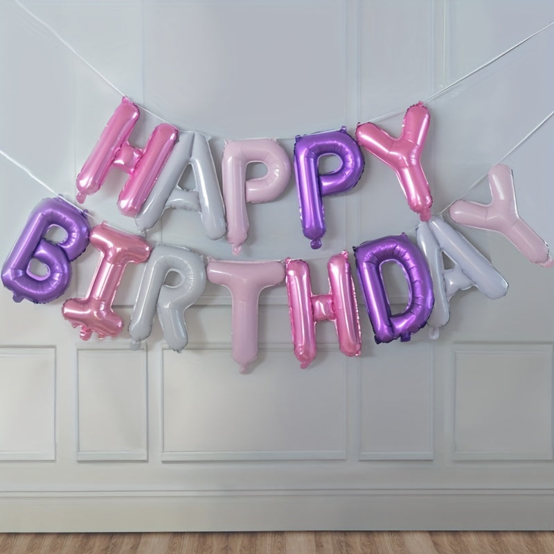 13-piece English Happy Birthday 16-inch Letter Kit for party decoration.