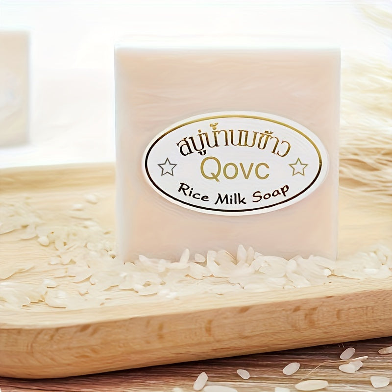 Rice-scented handmade soap for hands and face cleansing during bath.