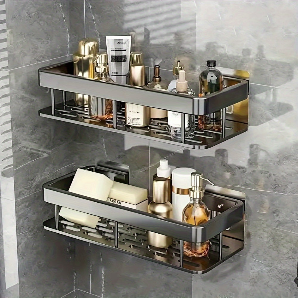 Spacious Aluminum Wall Rack for Bathrooms and Kitchens - Convenient Storage Solution