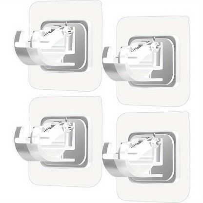 4-piece adhesive hook set for easy, damage-free hanging of curtains in kitchen and bathroom.