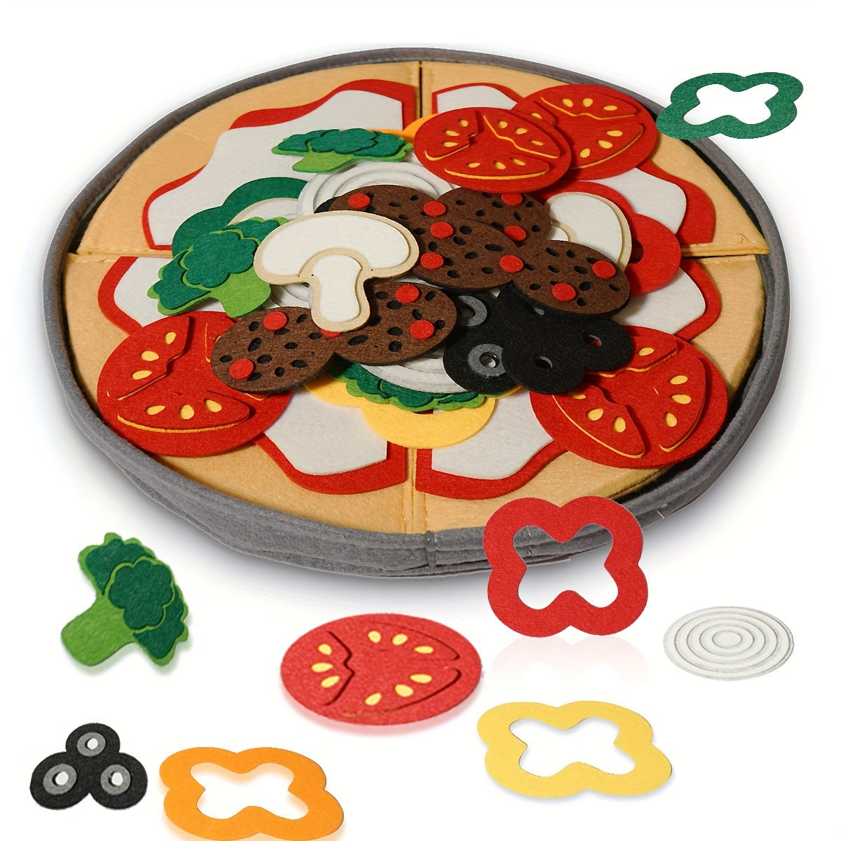 41-piece Velvet Pizza Toy Set for Children's Kitchen Roleplay, Includes Simulation Food Toys for Interactive Pretend Play Games, Perfect for Boys and Girls as Birthday or Christmas Gifts.