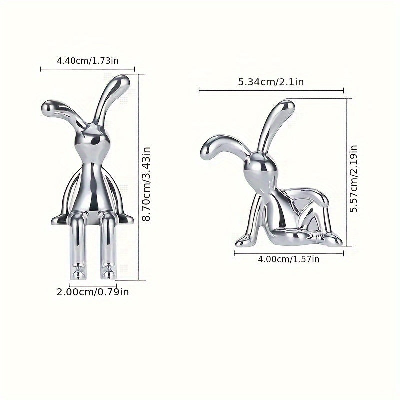 Современное украшение в виде сидящего кролика с электроплакированными длинными ушами в золоте и серебре, идеально подходит для декора дома или офиса.