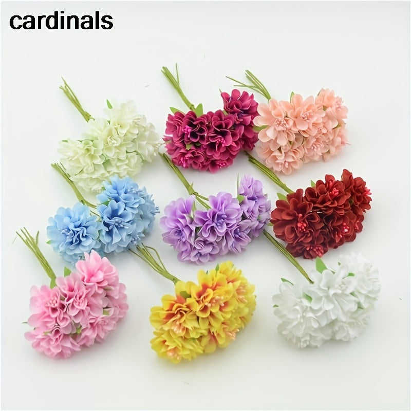 1 Mini Artificial Hydrangea Bouquet with 6 Heads, Plastic Carnation Flowers. Ideal for Home Decor, Wedding, Engagement, Various Rooms. No Container or Electricity/Batteries Needed. Perfect for DIY, Garden, Outdoor, Holidays, and Special Occasions.