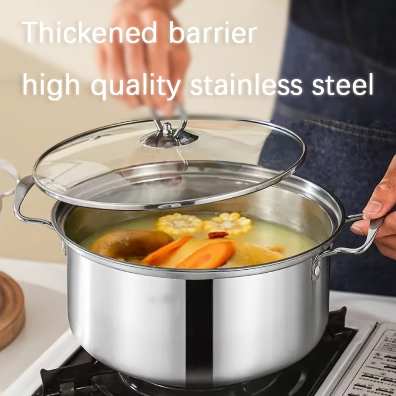 This 12-piece set includes a stainless steel stockpot with a single lid and double handles for easy grip. It comes with 5 pots, 5 pot lids, and two spoons, making it perfect for cooking soups, hot dishes, noodles, and seafood. This set is compatible with