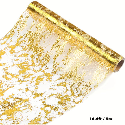 Golden foil linen table runner for special occasions like weddings, birthdays, banquets, and Christmas gifts.