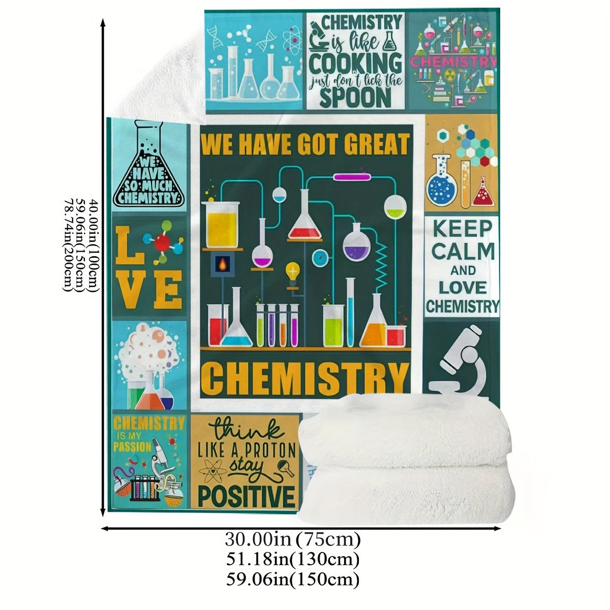 Soft Fleece Throw Blanket with Chemistry Theme - Ideal Present for Science Lovers, Educators & Pupils - Snug & Cozy for Sofa, Bed, or College Dormitory