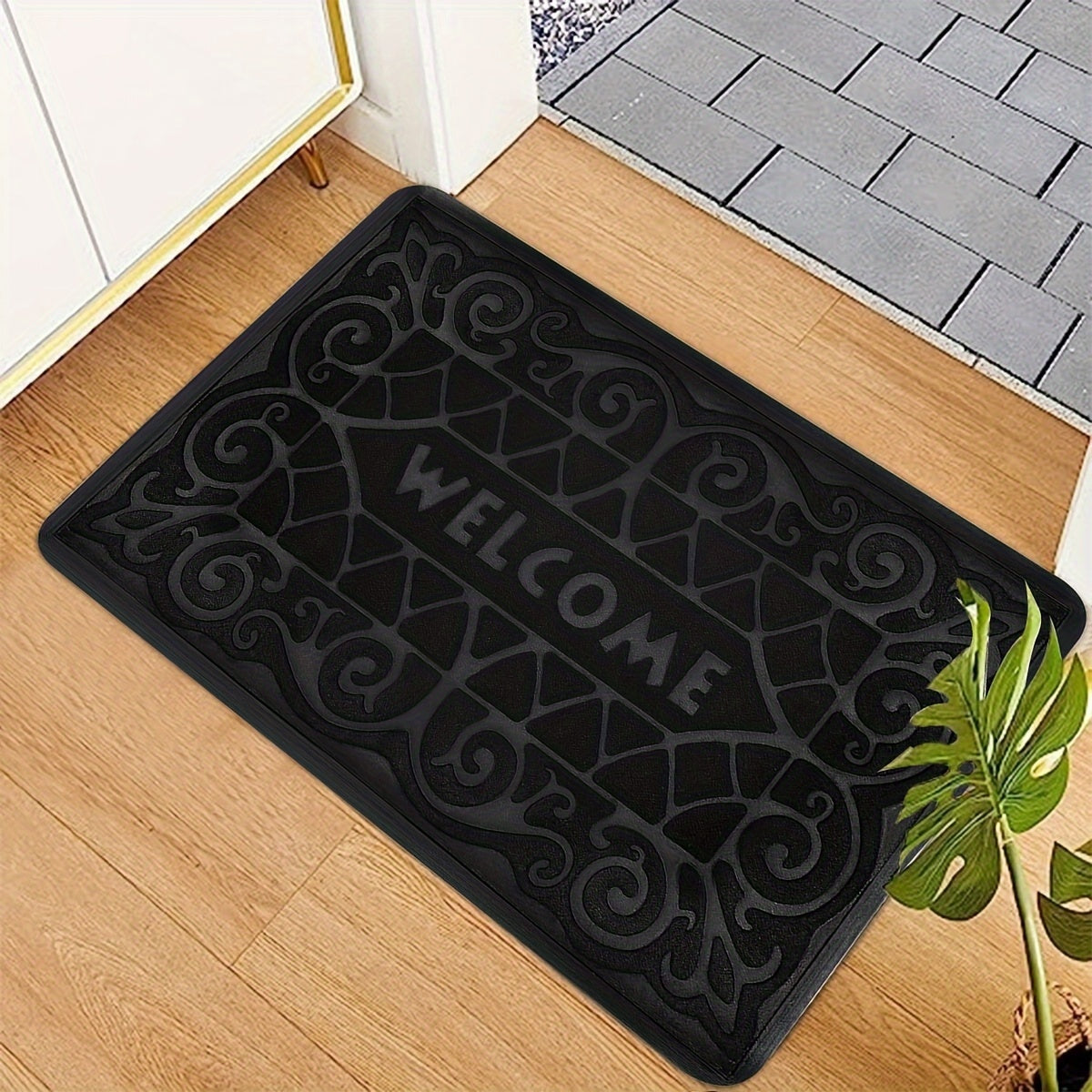 Welcome your guests with this 1-piece doormat. Made of hand washable polyester with an anti-slip PVC backing, this dirt-resistant, rectangle entry rug is perfect for both indoor and outdoor use.