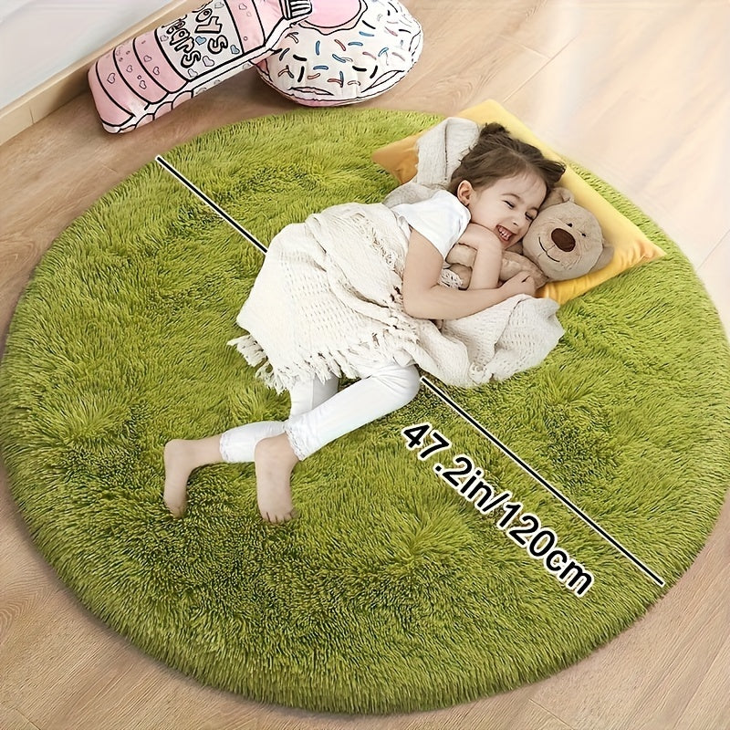 Round Large Ultra Soft Plush Rug - Non-slip and Waterproof Shaggy Throw Rug for Living Room, Bedroom, Nursery, Game Room, and Dormitory. Perfect Teenage Room Decoration - Room Decor (10.16cmX10.16cm)