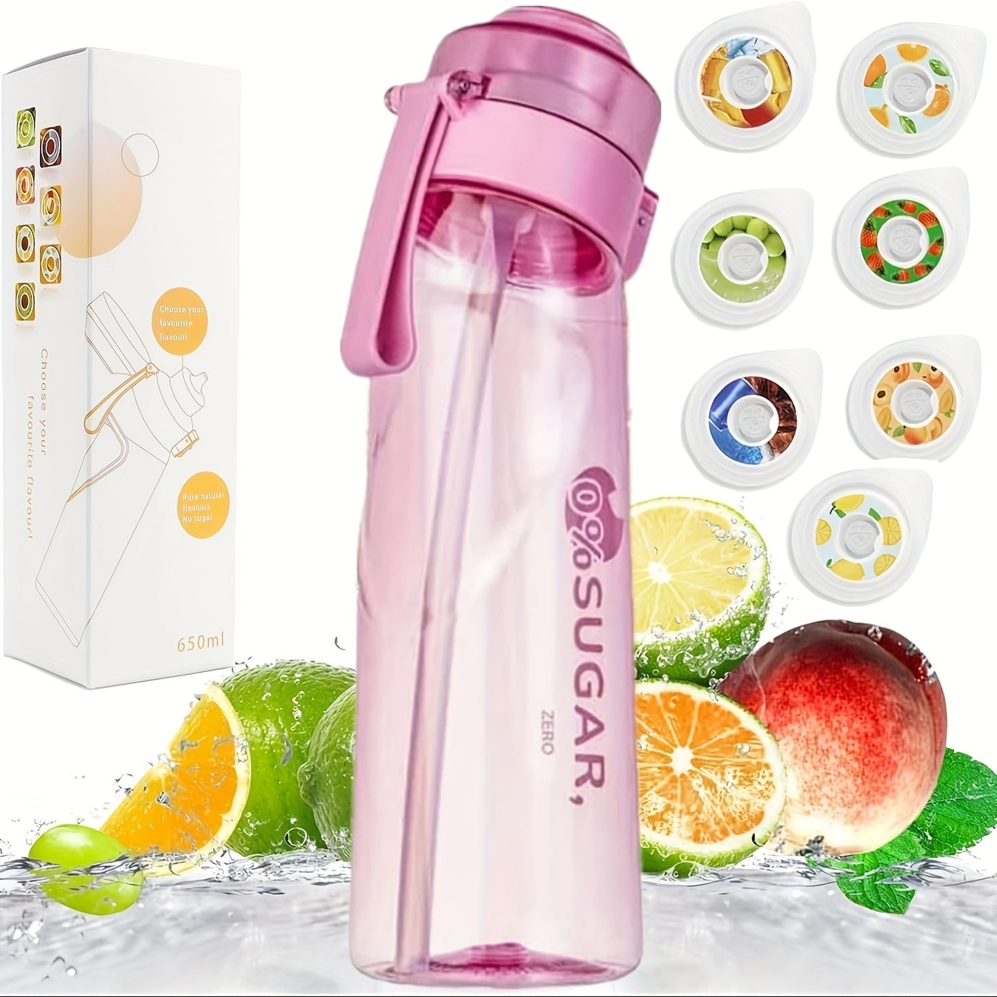 New hot sale capsule water bottle set with 7 fruity scented flavors, perfect for outdoor sports.