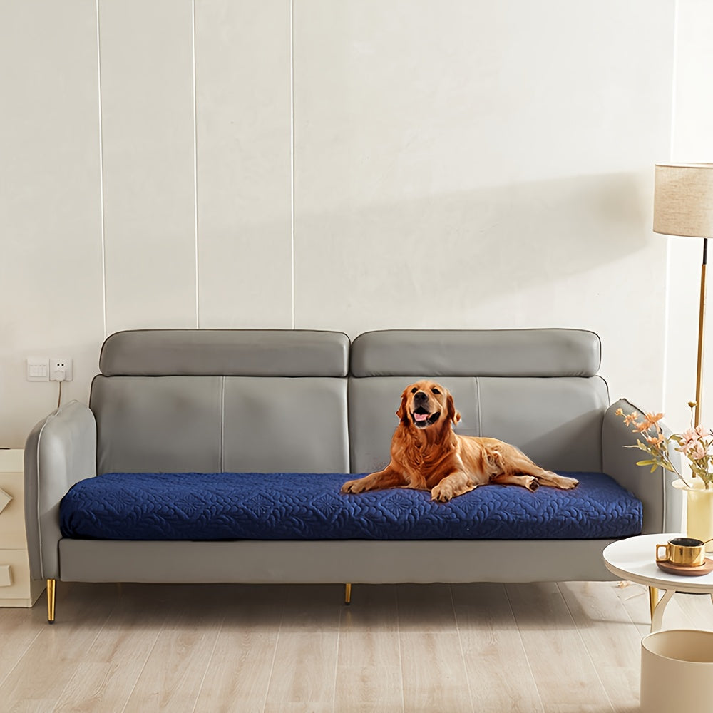 Waterproof pet bed cover for dogs and cats in red, dark blue, and black. Can also be used as a sofa protection mat.