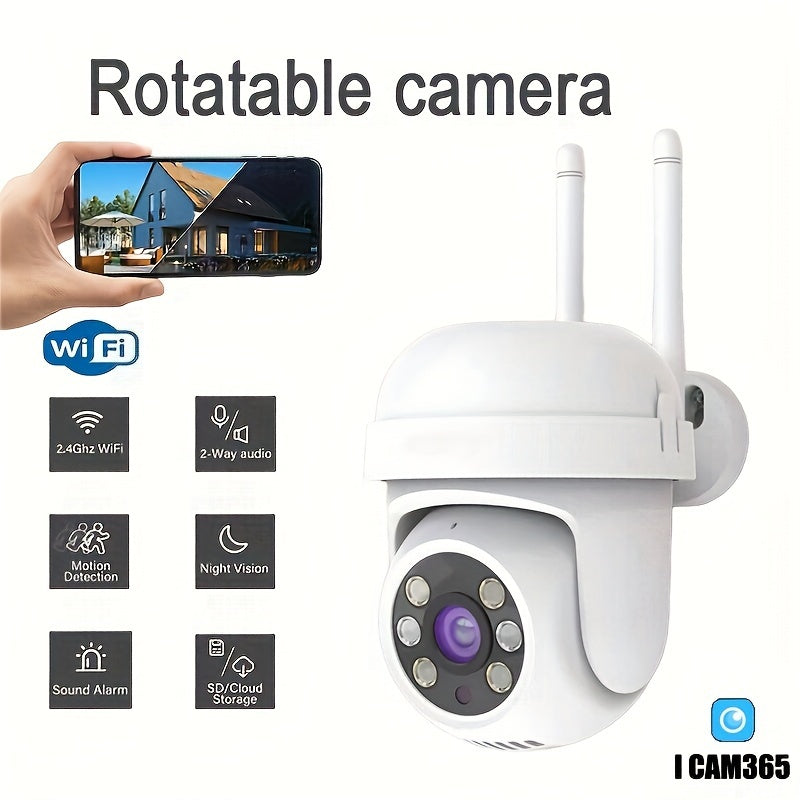 2.4G Wireless Camera with 1080P HD Video Quality for Indoor Use, Featuring IP66 Waterproof Rating, Two-Way Audio, Motion Detection, Automatic Tracking, and Active Alarm Notification Push for Intelligent Home Security Monitoring.