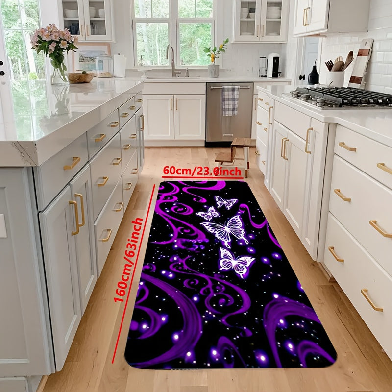 Soft Butterfly Kitchen Mat Set with Non-slip and Oil-proof Features - This waterproof runner mat is dirt-resistant and perfect as an entrance doormat or for use in the kitchen, living room, laundry room, or bathroom. The water-absorbing floor mat set is