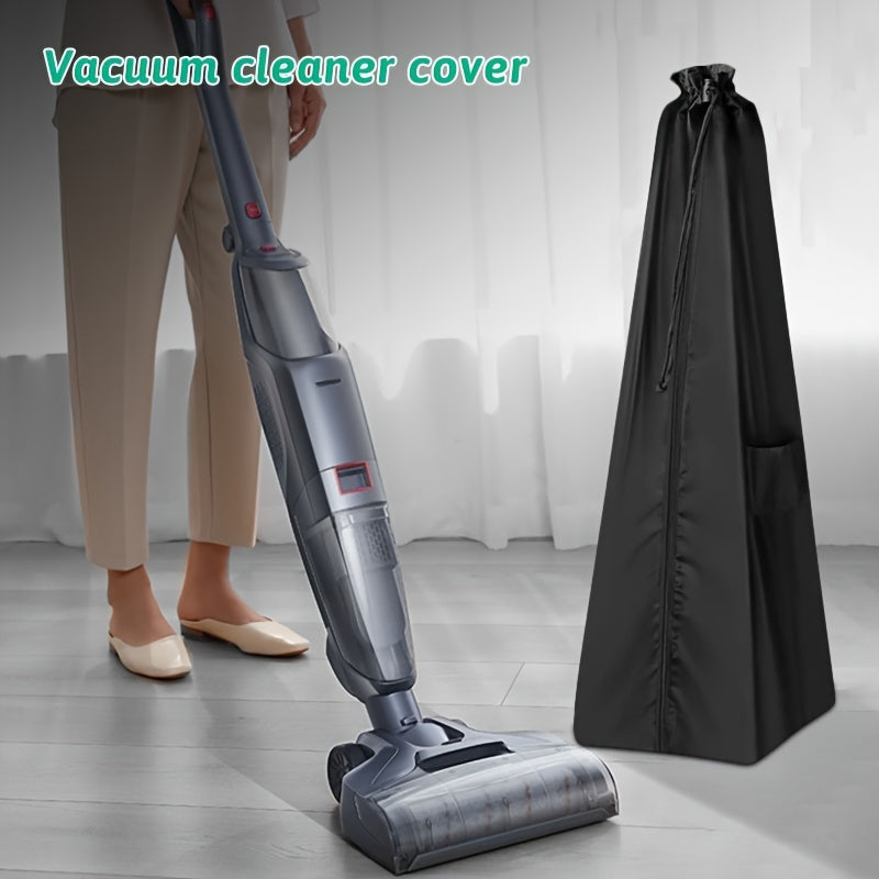 Black Fabric Vacuum Cleaner Cover for Upright Vacuum with Sturdy Handles, Non-Waterproof Dustbin Storage Bag and Organizer