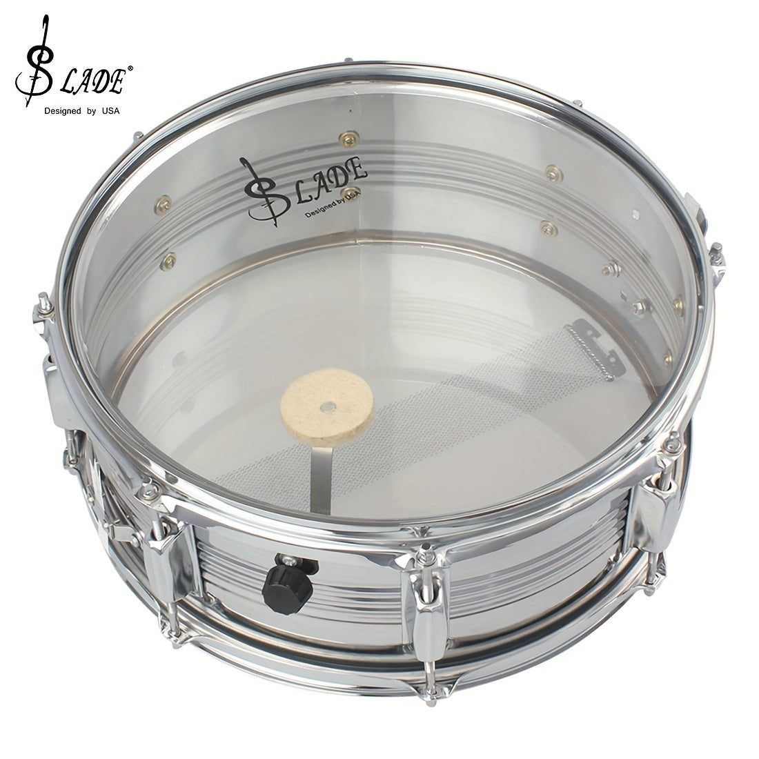 14-inch Small Military Drum with Transparent Drumhead, Professional Performance Snare Drum for Guard of Honor Marching Musical Instrument.