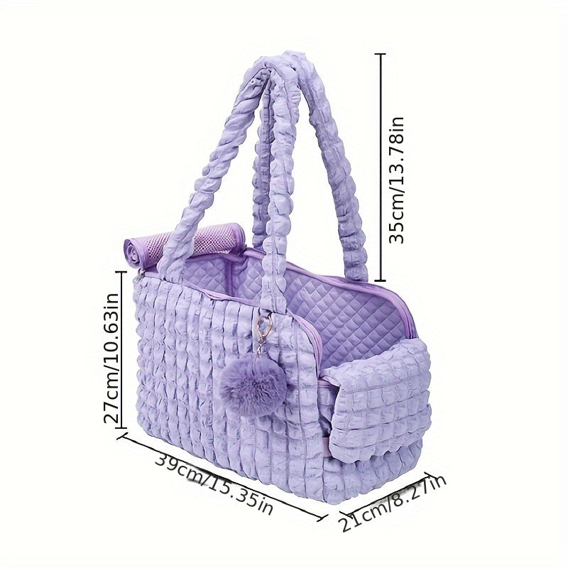 Small dog shoulder bag in cloud bubble style for a diagonal carry.