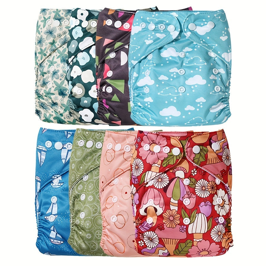 BooBee 6-Pack of Reusable Cloth Diapers - Adjustable and Washable Polyester Covers in a Variety of Patterns. The Perfect Gift for Christmas, Halloween, or Thanksgiving! Fits Babies Weighing 3.63-10.43 KG.