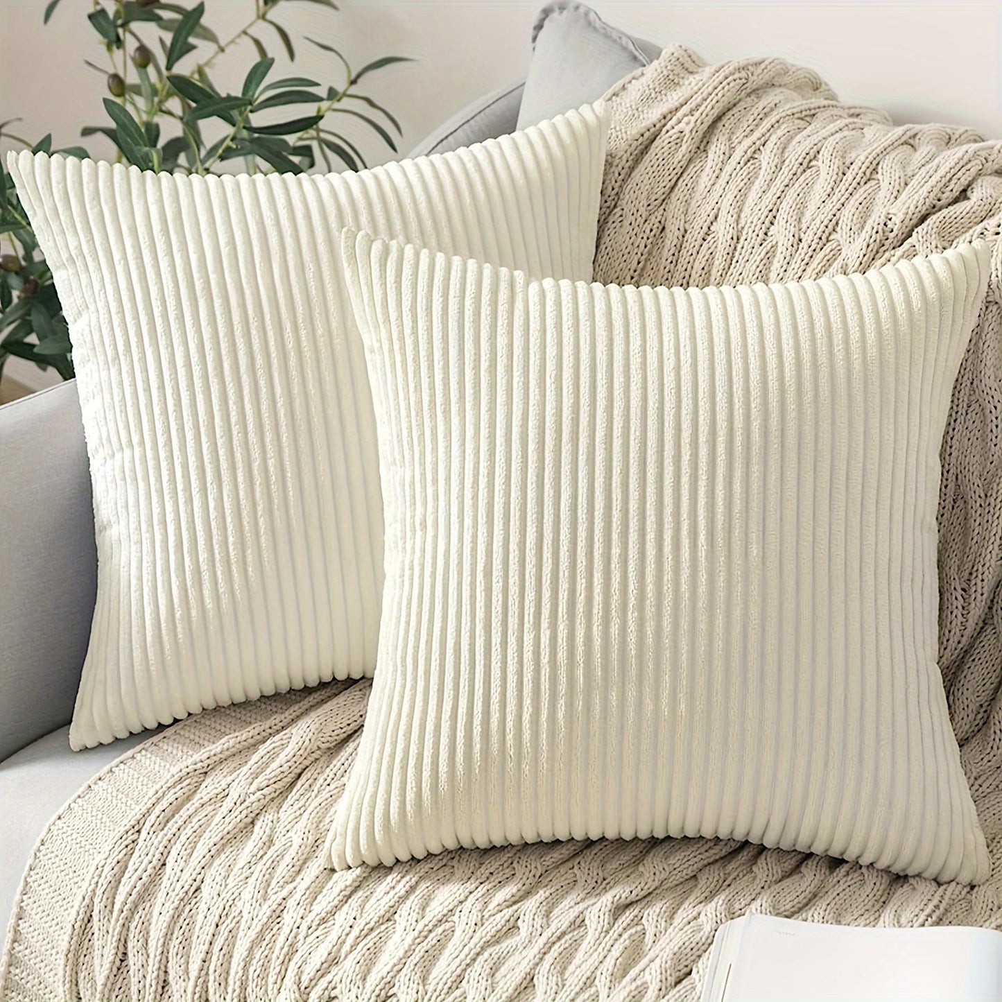 Bohemian style pillow cover with striped pattern, zipper closure, and woven polyester material. Hand wash only. Ideal for sofa, living room, bedroom, or farmhouse decor. Gift-friendly packaging. 1 piece per pack.