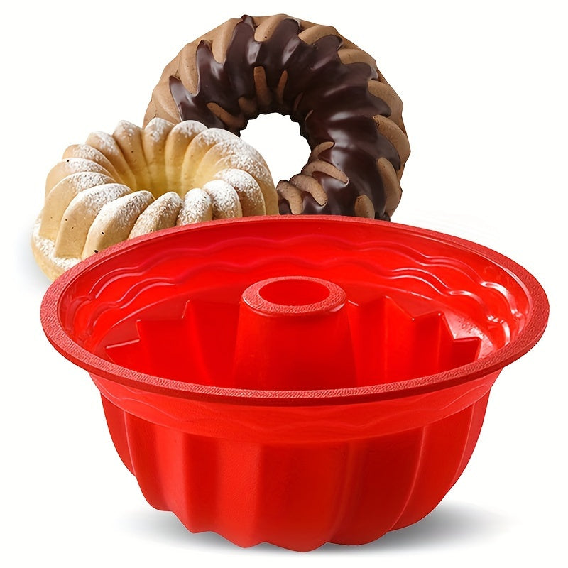 Set of Silicone Bundt Cake Pans - Includes 1 Oven-Safe Nonstick Mold Perfect for Christmas Baking - Features Round Fluted, Crown, Nest, Spiral & Braided Designs for Various Baked Goods such as Cakes, Brownies, Flans & Meatloaf