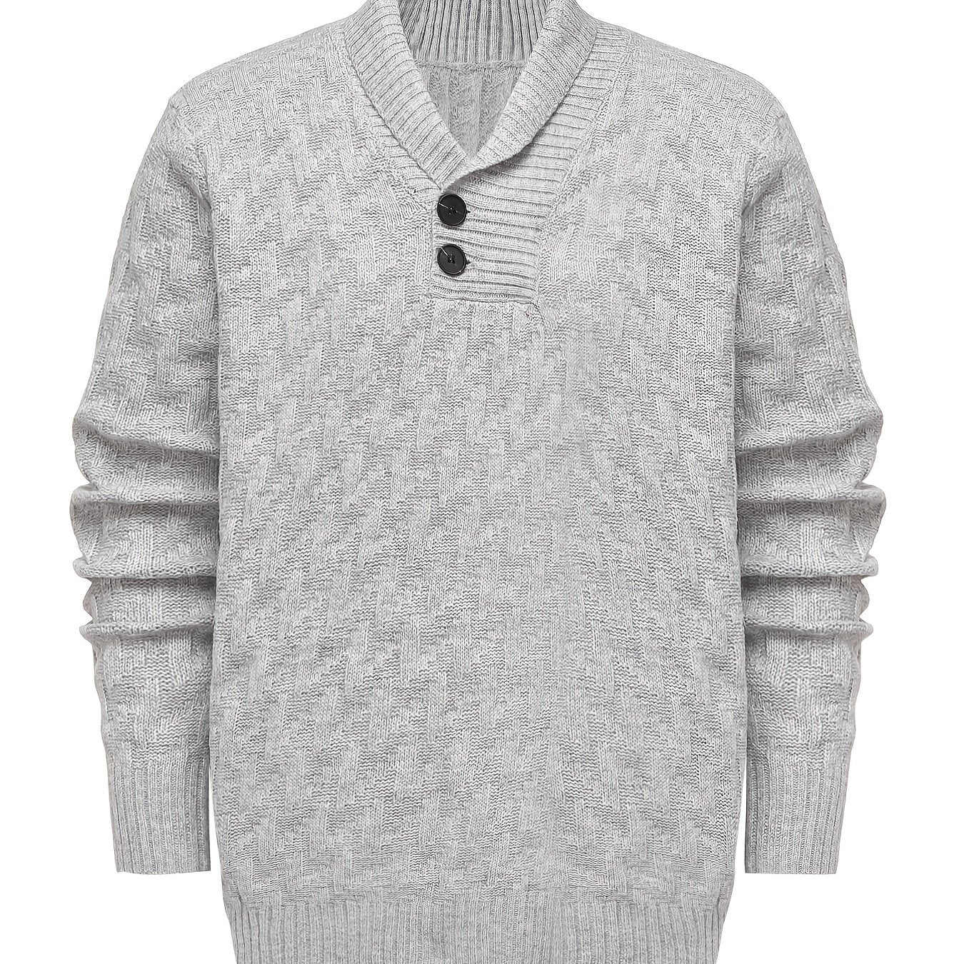 Men's plus size knit sweater with button detail, perfect for autumn/winter.