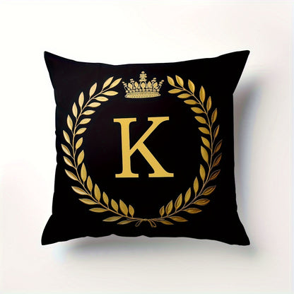 Stylish English letter print pillow cover made of soft peach skin velvet. Features zip closure and machine washable. Measures 45.72x45.72 cm, ideal for home and office decor.