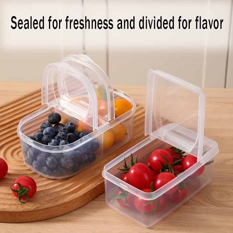 Large Capacity Food-Grade PP Storage Box with Handle - Transparent Container for Fruits & Vegetables, Ideal for Refrigerator Use| Sleek and Clear Visibility Storage Solution for Fresh-Keeping Food