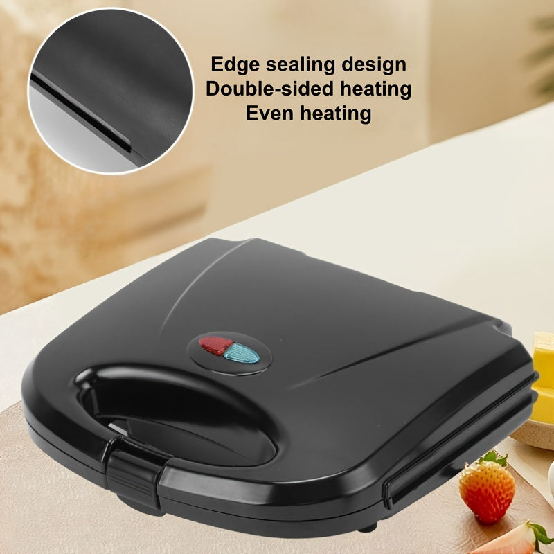 Compact 3-in-1 European Plug Sandwich Maker & Breakfast Toaster with Wide, Deep Pan, Portable Non-Stick Grill, Quick Heat, and Easy to Clean Surface. Perfect for Cheese, Steak, and No Oil