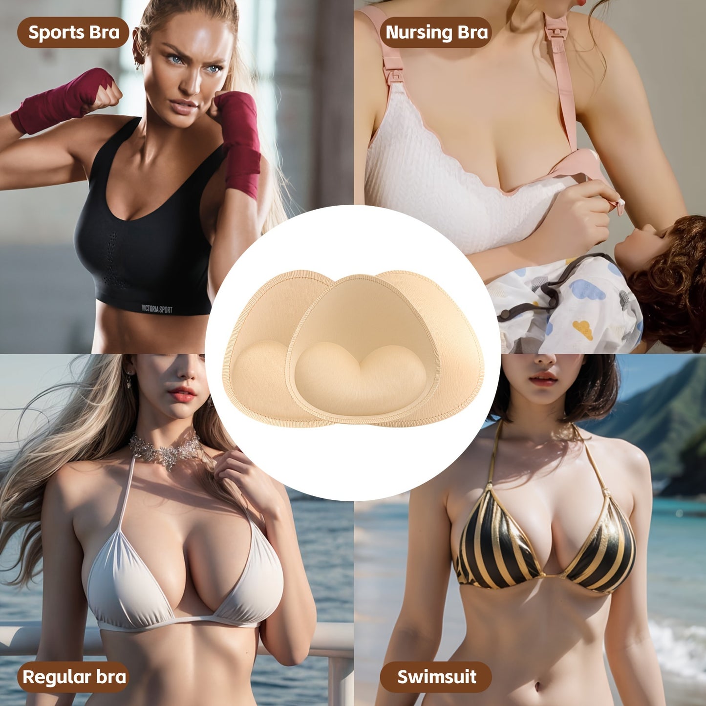 4 pairs of invisible anti-convex chest enhancer pads for women's lingerie and underwear.