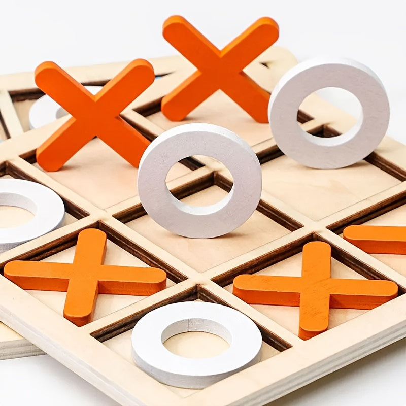 Small Wooden Tic-Tac-Toe & Chess Set - Fun Game for Kids, Great Birthday Present for Boys & Girls, Perfect for Party Gifts & Holiday Treats