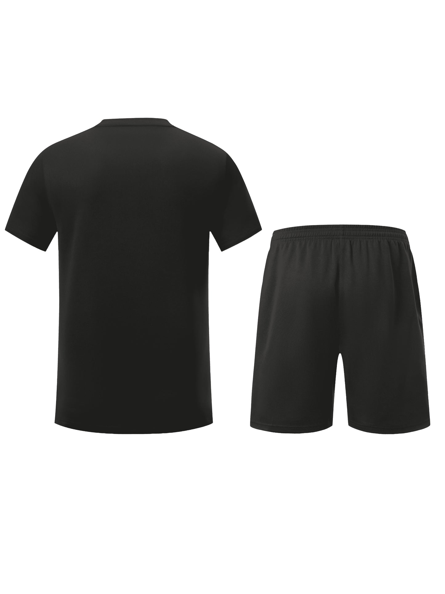 Men's summer running sportswear set includes quick-dry crew neck t-shirt and shorts for hiking, training, and weekend activities.