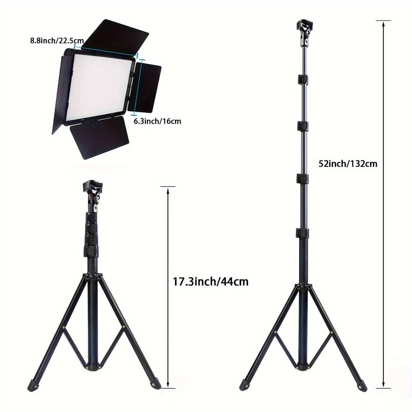 ZOMEI LED Video Light va Tripod Stendi, 132.08 sm alyuminiy qotishma to'ldiruvchi lampasi Vlog, Foto Studiyasi, Jonli Translyatsiya uchun.