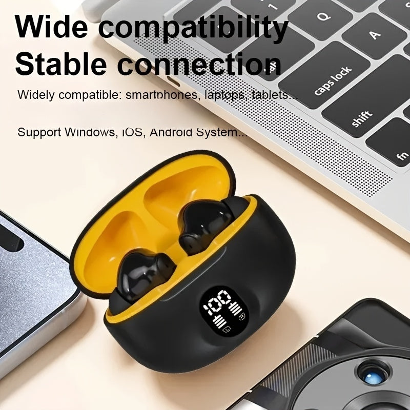 Wireless Earbuds with LED Display, Hi-Fi Stereo Sound, Sweat-resistant, In-Ear Design, Advanced Technology, Wireless Connectivity, Rapid USB Charging.