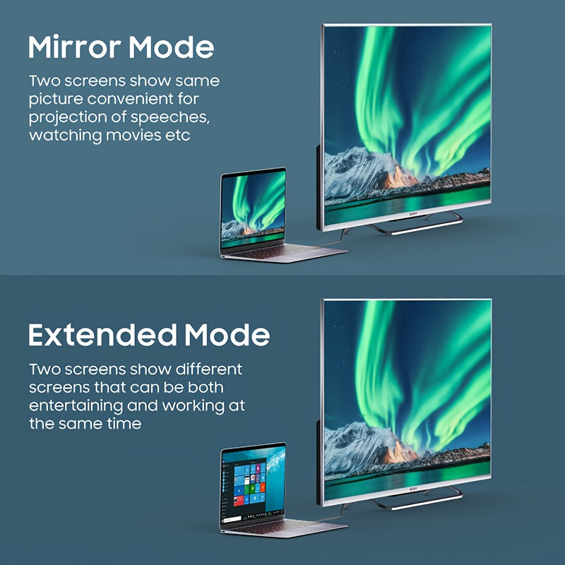 Vothoon 4K@60Hz USB-C to HDTV Cable for multiple devices, including MacBook, Galaxy, iPhone, and iPad. Thunderbolt 3/4 compatible, sleek design with branded connectors.