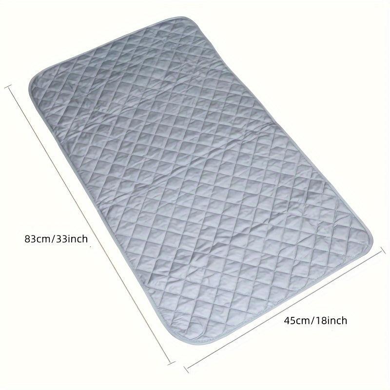 Portable Gray Ironing Board Pad, Flower Circle Dryer Heat Resistant Pad, Thickened Silvery Coated Ironing Board Replacement with Magnetic Ironing Pad - 83.82cm X 45.72cm. Ideal for Travel, Hotel or Dormitory Use. Perfect for Desktop Ironing.