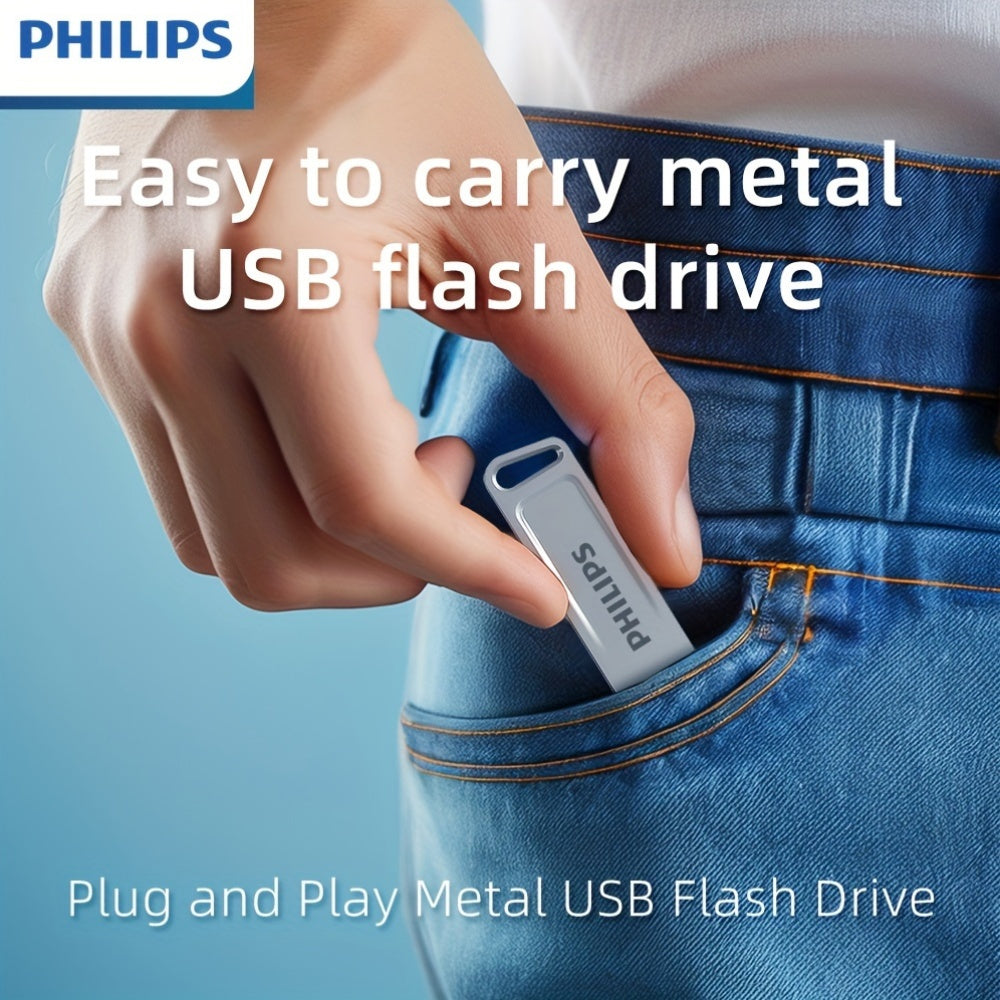 Metal USB drive with high speed, portable for various devices.