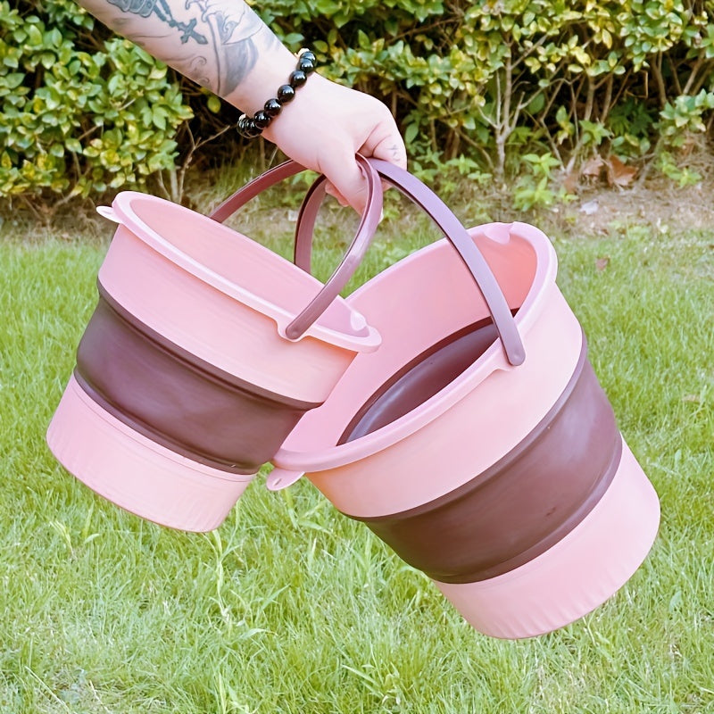 Telescopic Folding Bucket for Various Uses: This durable multi-size bucket made of thickened plastic is collapsible and comes with a plastic handle, making it convenient for fishing, car washing, foot baths, and for use at home or outdoors. Its