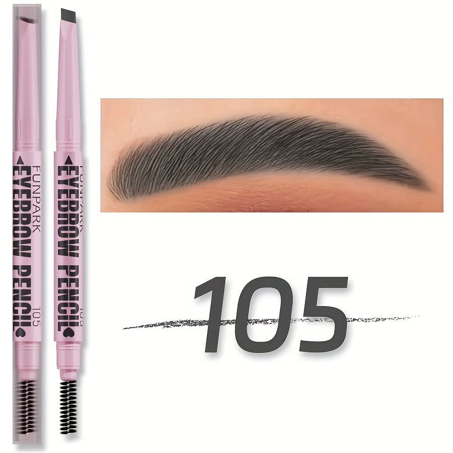 Double-ended automatic eyebrow pencil with long-lasting, waterproof formula in various shades, including dark brown, light brown, taupe, and black. Includes powder, dye, cream, and eyeliner.