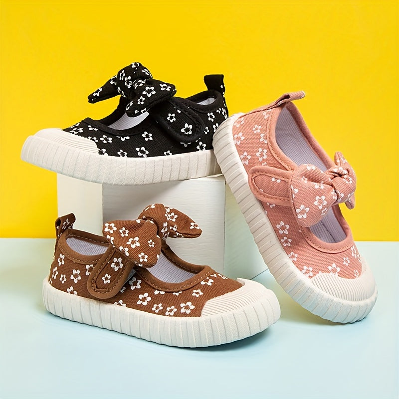 Youth Color Block Sneakers with Bow-Knot, Non-Slip Sole, for Outdoor Activities