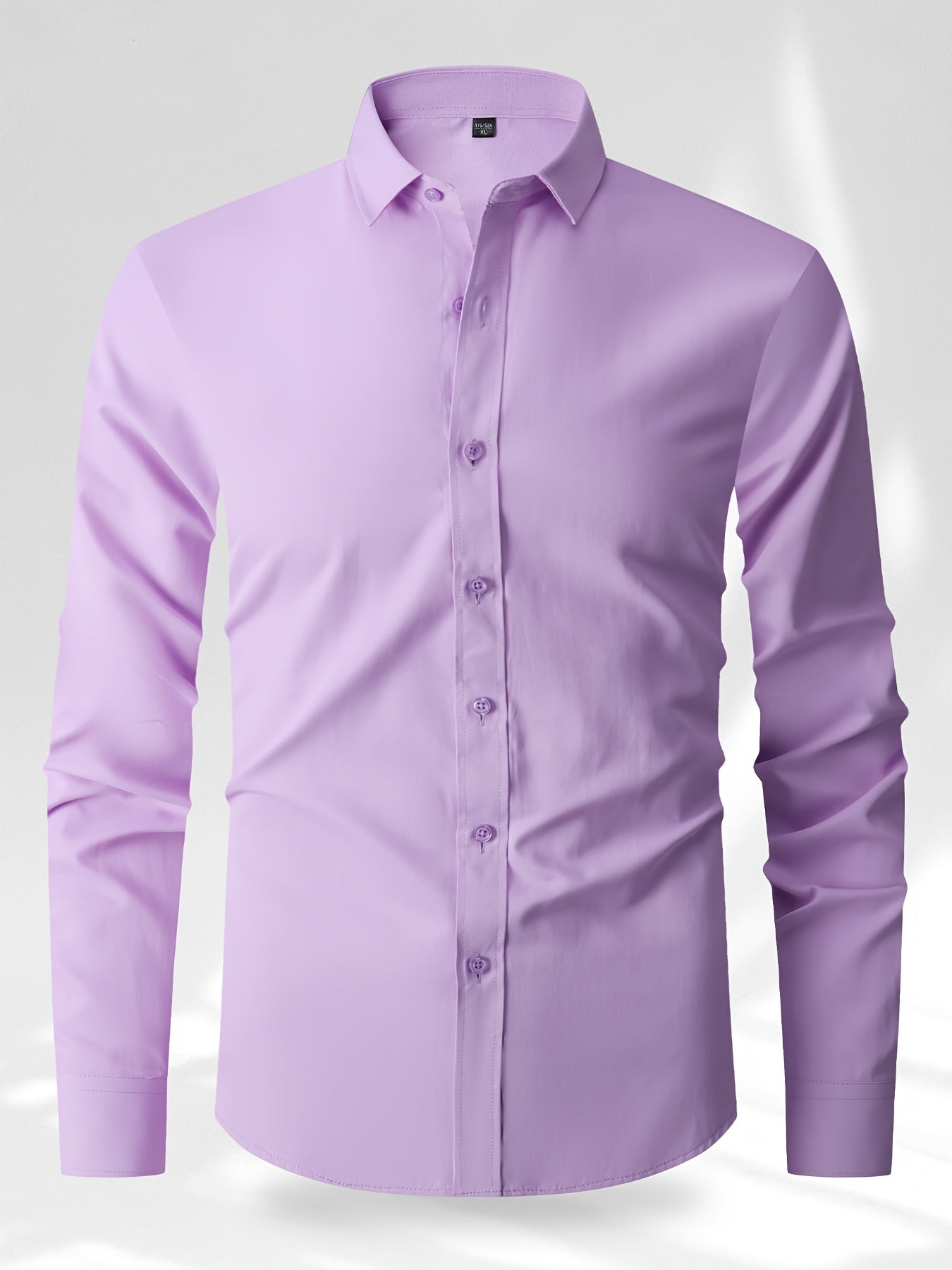 Classic men's button-down dress shirt in solid color, suitable for business casual office wear in the spring season.