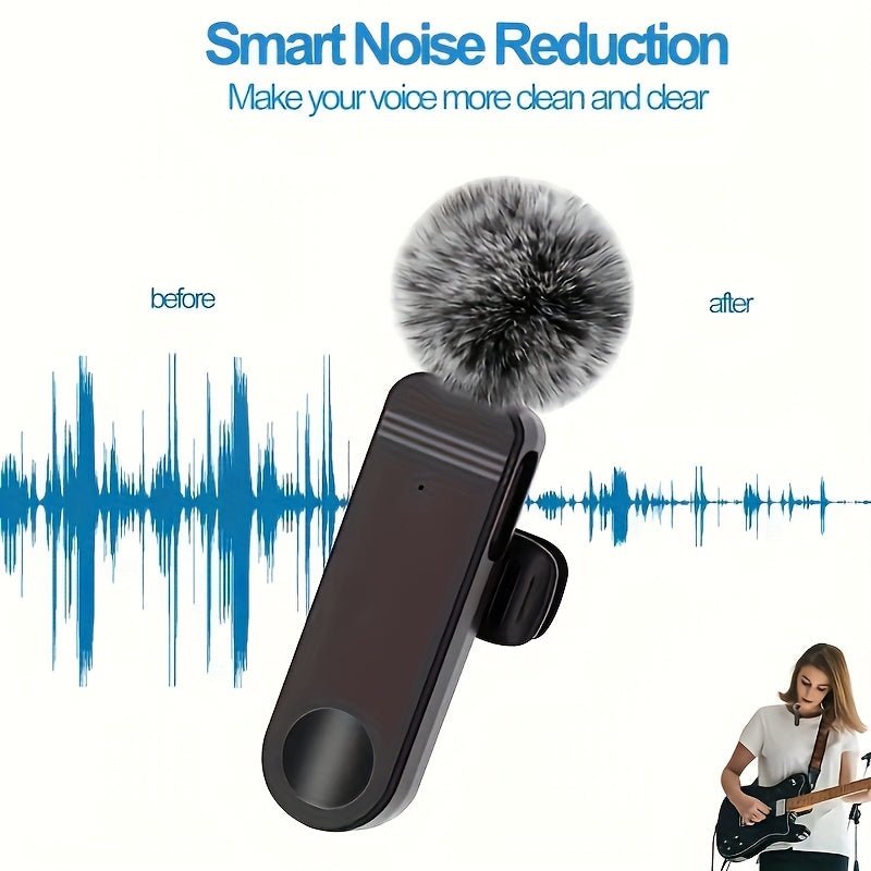 Wireless Lavalier Microphone for Type-C/USB/Android Devices with Omnidirectional Receiver, Noise Cancellation, Auto Pairing, 65-foot Range. Ideal for Interviews, Podcasts, Video Blogs, and