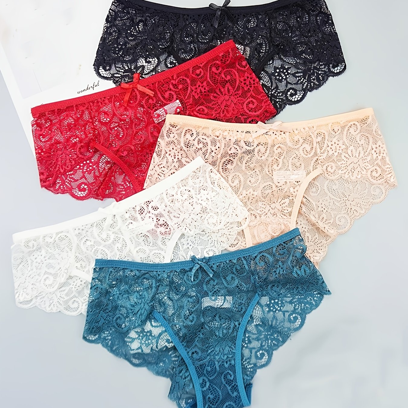 5-pack lace mid waist panties for women