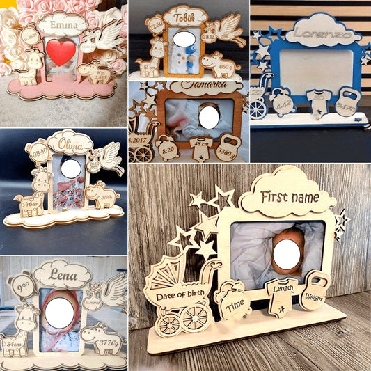 Wooden DIY customizable photo frame, perfect for holding 6-inch pictures. Great for gifts, party decor, and displaying memory collections. Suitable for ages 14 and up.