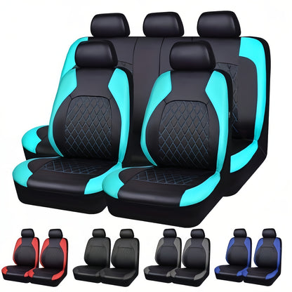 Universal Deluxe PU leather car seat covers Full set, breathable, airbag compatible, fits cars, trucks, SUVs.