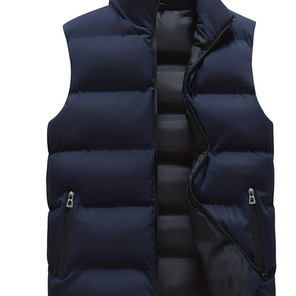 Men's stand collar casual vest, thin and loose fitting fashion.