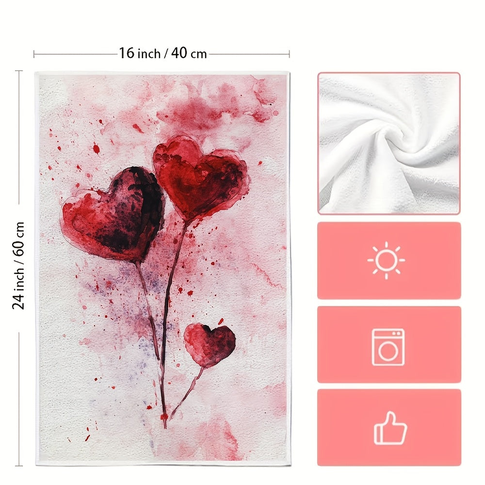 Pair of luxurious kitchen towels, ideal for Valentine's Day festivities. These ultra-soft towels are highly absorbent and perfect for drying dishes or hands. They make a great addition to holiday decorations and are machine washable for easy cleaning.