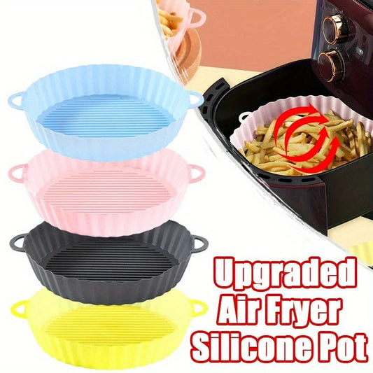 Silicone Baking Tray for Air Fryer - Non-Stick, Reusable, Versatile Liner with Handles - Heat Resistant up to 480°F - Includes Plastic Pot Holder