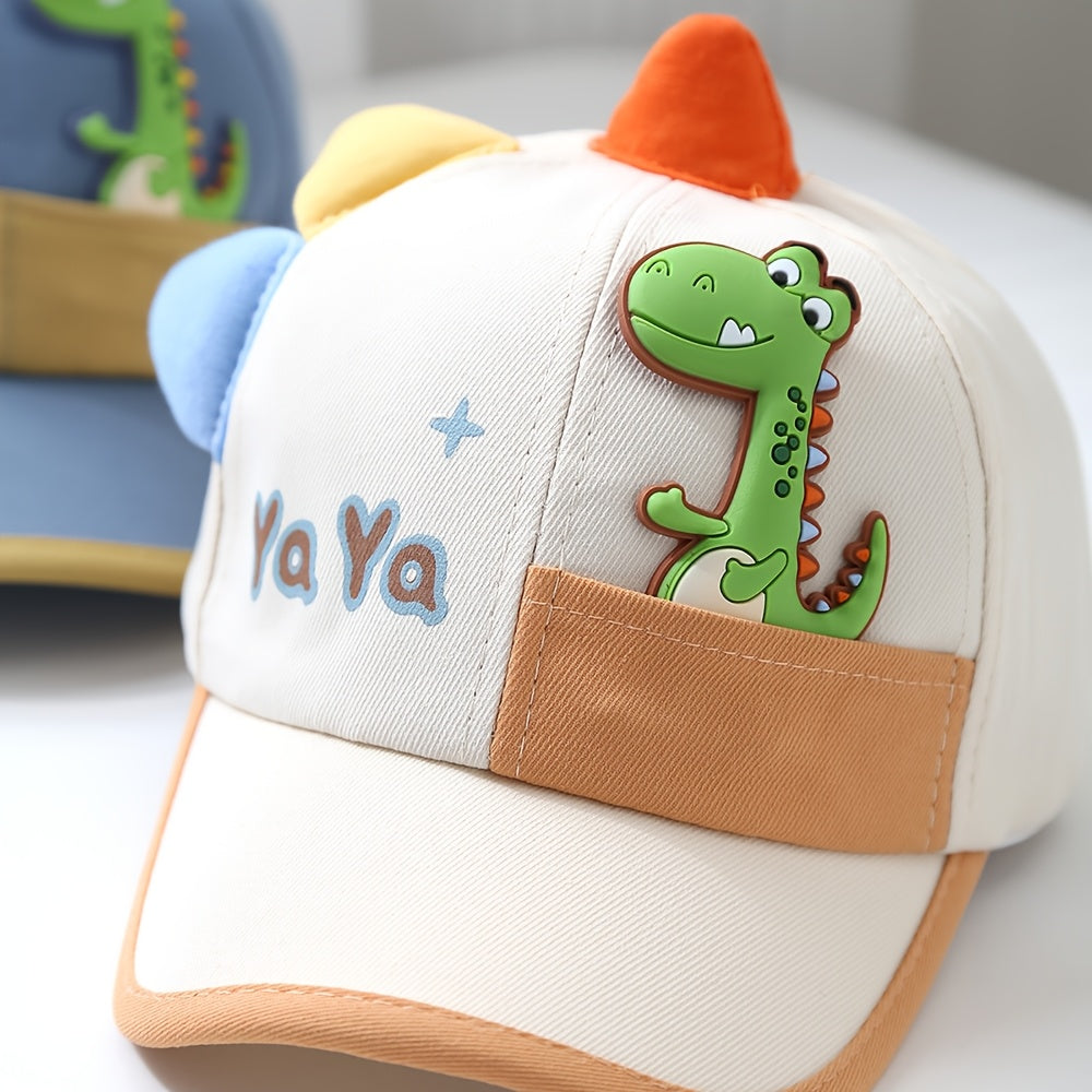 1pc Youngsters Duckbill Baseball Cap with Cartoon Dinosaur design, suitable for outdoor play for boys aged 1-3 years.