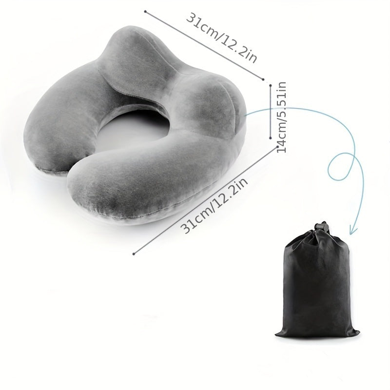 Inflatable U-shaped Pillow with Cute Design, Providing Neck Support for Outdoor Activities, Airplanes, Cars, Offices, and Travel. Perfect for Napping and Taking Lunch Breaks.