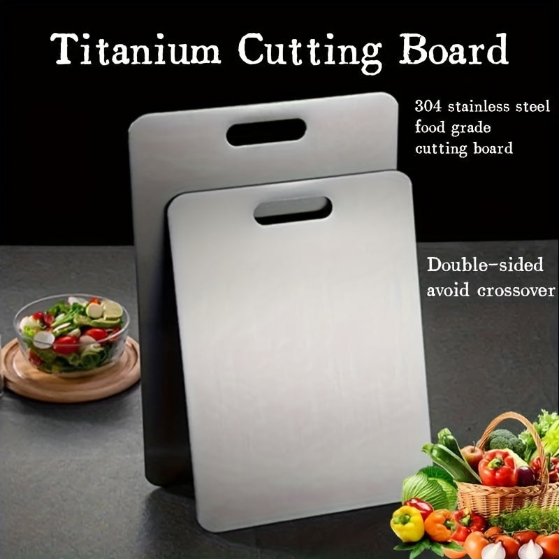 Double-Sided Stainless Steel Kitchen Cutting Board - Ideal for Meat, Fruits, and Vegetables - Food Grade and Non-Slip